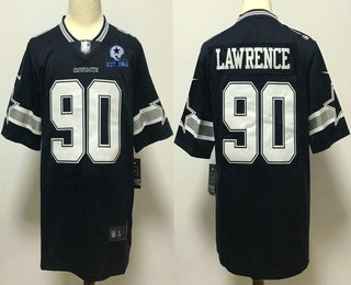 Men's Dallas Cowboys #90 Demarcus Lawrence Navy Blue 60th Seasons Patch Vapor Untouchable Stitched NFL Nike Limited Jersey