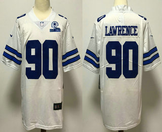 Men's Dallas Cowboys #90 Demarcus Lawrence White 60th Seasons Patch Vapor Untouchable Stitched NFL Nike Limited Jersey