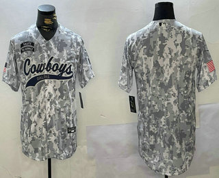 Men's Dallas Cowboys Blank Arctic Camo 2024 Salute to Service Stitched Baseball Jersey