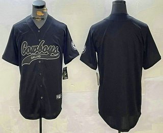 Men's Dallas Cowboys Blank Black Cool Base Stitched Baseball Jersey