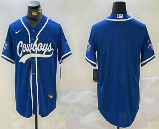 Men's Dallas Cowboys Blank Light Blue Stitched Cool Base Nike Baseball Jersey