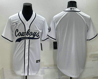 Men's Dallas Cowboys Blank White Stitched Cool Base Nike Baseball Jersey