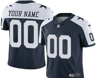 Men's Dallas Cowboys Custom Vapor Untouchable Blue Thanksgiving NFL Nike Limited Jersey