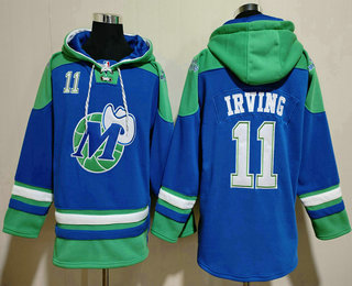 Men's Dallas Mavericks #11 Kyrie Irving Blue Ageless Must Have Lace Up Pullover Hoodie