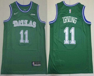 Men's Dallas Mavericks #11 Kyrie Irving Green Sponsor Swingman Jersey