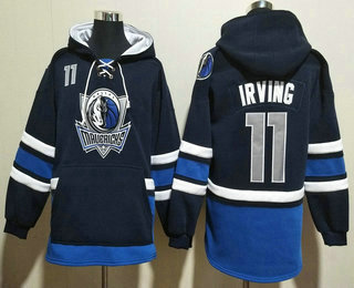 Men's Dallas Mavericks #11 Kyrie Irving NEW Navy Blue Pocket Stitched NBA Pullover Hoodie