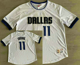 Men's Dallas Mavericks #11 Kyrie Irving White Short Sleeved Swingman Throwback Jersey