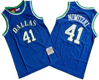 Men's Dallas Mavericks #41 Dirk Nowitzki Blue 1998 Throwback Swingman Jersey