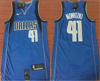 Men's Dallas Mavericks #41 Dirk Nowitzki Light Blue 2017-2018 Nike Icon Edition Swingman Jersey