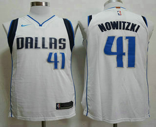 Men's Dallas Mavericks #41 Dirk Nowitzki White 2017-2018 Nike Authentic Stitched NBA Jersey