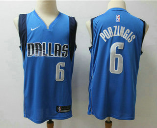 Men's Dallas Mavericks #6 Kristaps Porzingis New Light Blue 2019 NBA Swingman Stitched NBA Jersey