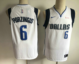 Men's Dallas Mavericks #6 Kristaps Porzingis New White 2019 NBA Swingman 5miles Stitched NBA Jersey