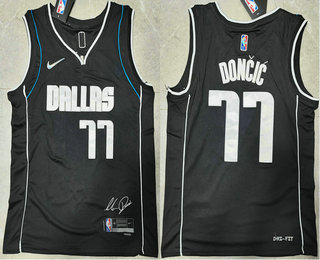 Men's Dallas Mavericks #77 Luka Doncic 2022 Navy Blue 75th Anniversary MVP Swingman Jersey