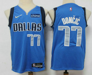 Men's Dallas Mavericks #77 Luka Doncic 75th Anniversary Diamond Blue 2021 Stitched Jersey With Sponsor Logo