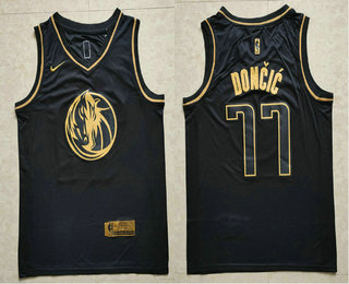 Men's Dallas Mavericks #77 Luka Doncic Black Golden Edition Nike Swingman Jersey