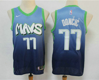 Men's Dallas Mavericks #77 Luka Doncic Blue 2020 Nike City Edition Swingman Jersey