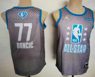 Men's Dallas Mavericks #77 Luka Doncic Gray Stitched Basketball Jersey