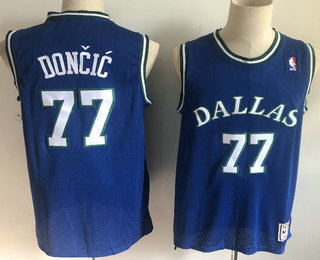 Men's Dallas Mavericks #77 Luka Doncic Light Blue Hardwood Classics Soul Swingman Throwback Jersey