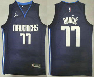 Men's Dallas Mavericks #77 Luka Doncic Navy Blue Brand Jordan 2020 Swingman Stitched NBA Jersey