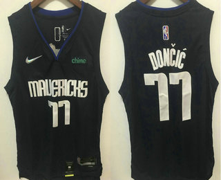 Men's Dallas Mavericks #77 Luka Doncic Navy Blue Nike 75th Anniversary Diamond 2021 Stitched Jersey