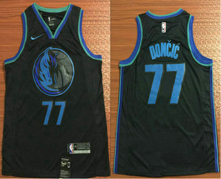 Men's Dallas Mavericks #77 Luka Doncic New Black 2019 City Edition NBA Swingman Jersey