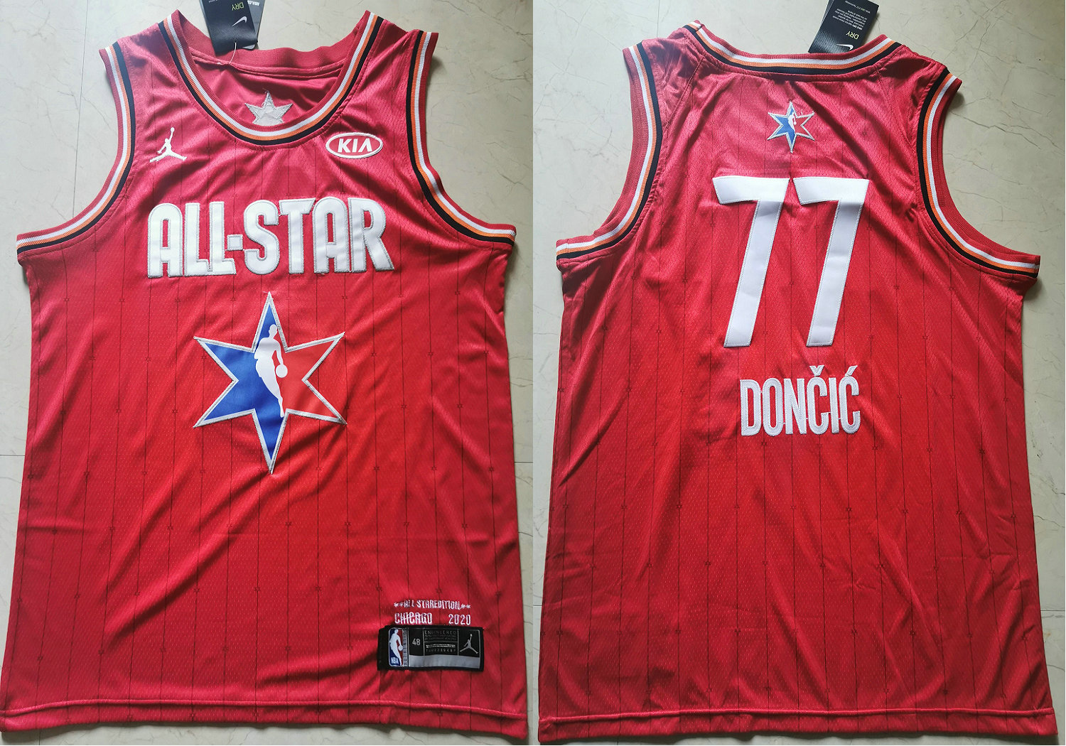 Men's Dallas Mavericks #77 Luka Doncic Red Jordan Brand 2020 All-Star Game Swingman Stitched NBA Jersey