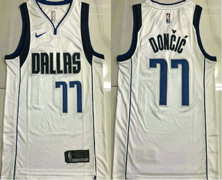 Men's Dallas Mavericks #77 Luka Doncic White 2020 NBA AU Stitched Jersey