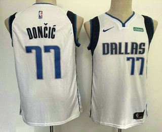 Men's Dallas Mavericks #77 Luka Doncic White 2020 Swingman Stitched Nike NBA Jersey With NEW Sponsor Logo