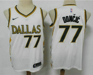 Men's Dallas Mavericks #77 Luka Doncic White 2021 Nike City Edition Swingman Jersey