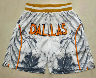 Men's Dallas Mavericks White Big Face Mitchell Ness Hardwood Classics Soul Swingman Throwback Shorts