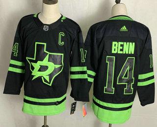 Men's Dallas Stars #14 Jamie Benn Black Adidas 2020-21 Alternate Authentic Player NHL Jersey