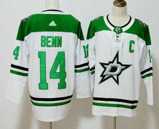 Men's Dallas Stars #14 Jamie Benn White C Patch 2017-2018 Hockey Adidas Stitched NHL Jersey