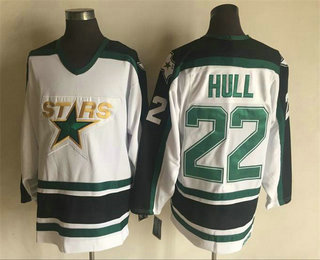 Men's Dallas Stars #22 Brett Hull 1993 White CCM Throwback Adidas Stitched Vintage Hockey Jersey