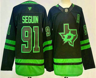 Men's Dallas Stars #91 Tyler Seguin Black 2024 Stitched Jersey