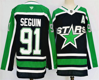 Men's Dallas Stars #91 Tyler Seguin Black 2025 Reverse Retro Stitched Jersey