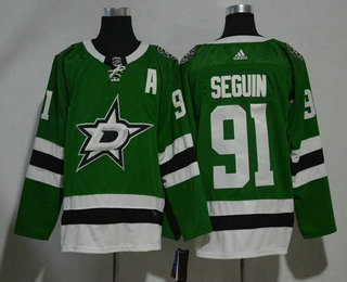 Men's Dallas Stars #91 Tyler Seguin Green With A Patch 2017-2018 Hockey Adidas Stitched NHL Jersey