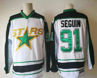 Men's Dallas Stars #91 Tyler Seguin White CCM Throwback Adidas Stitched Vintage Hockey Jersey