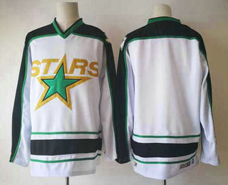 Men's Dallas Stars Blank White Away 2017-2018 CCM Hockey Adidas Stitched NHL Jersey