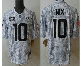 Men's Denver Broncos #10 Bo Nix Arctic Camo 2024 FUSE Salute to Service Limited Stitched Jersey