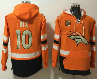 Men's Denver Broncos #10 Bo Nix NEW Orange Pocket Stitched NFL Pullover Hoodie