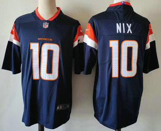 Men's Denver Broncos #10 Bo Nix Navy 2024 Alternate Vapor Limited Stitched Jersey