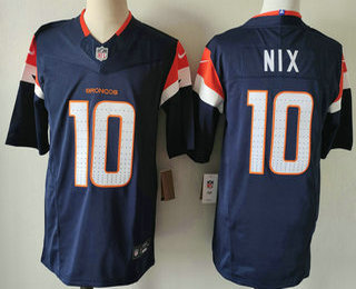 Men's Denver Broncos #10 Bo Nix Navy 2024 FUSE Alternate Vapor Limited Stitched Jersey