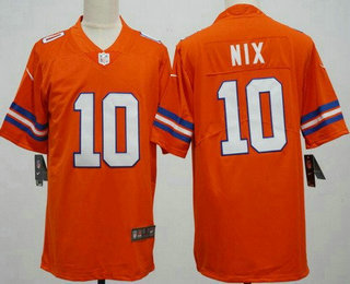 Men's Denver Broncos #10 Bo Nix White Limited Orange Throwback Vapor Jersey