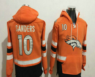 Men's Denver Broncos #10 Emmanuel Sanders NEW Orange Pocket Stitched NFL Pullover Hoodie