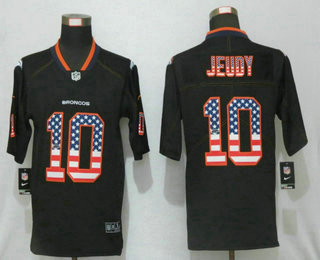 Men's Denver Broncos #10 Jerry Jeudy 2020 USA Flag Fashion Black Color Rush Stitched Nike Limited Jersey