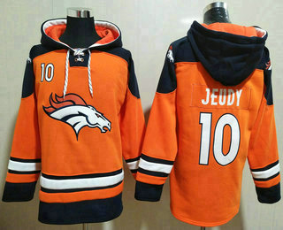 Men's Denver Broncos #10 Jerry Jeudy Orange Ageless Must Have Lace Up Pullover Hoodie