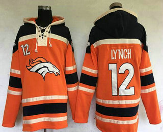 Men's Denver Broncos #12 Paxton Lynch Orange Stitched NFL Pullover Hoodie