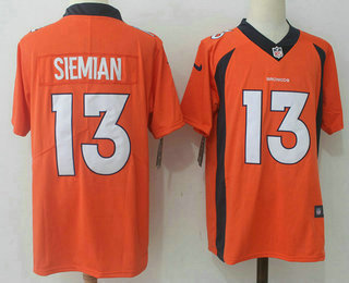 Men's Denver Broncos #13 Trevor Siemian Orange 2017 Vapor Untouchable Stitched NFL Nike Limited Jersey