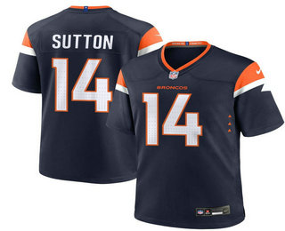 Men's Denver Broncos #14 Courtland Sutton Navy Blue 2024 FUSE Vapor Limited Stitched Jersey