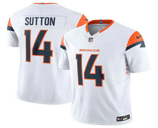Men's Denver Broncos #14 Courtland Sutton White 2024 FUSE Vapor Limited Stitched Jersey